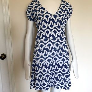 T-bags terry cloth blue white hooded dress/cover up small